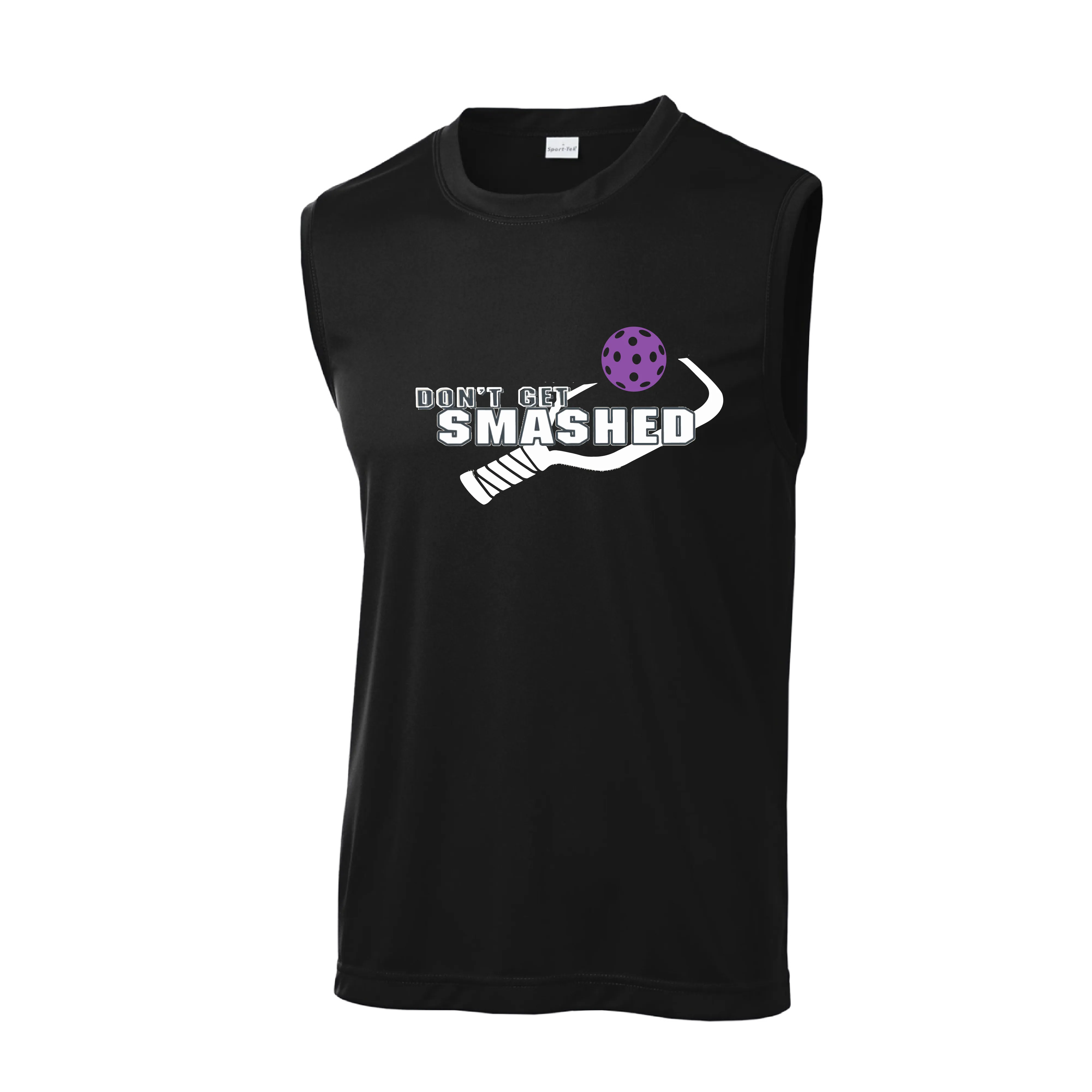 Don't Get Smashed With Pickleballs (Purple Rainbow White Yellow Red) Customizable | Men's Sleeveless Pickleball Shirt | 100% Polyester