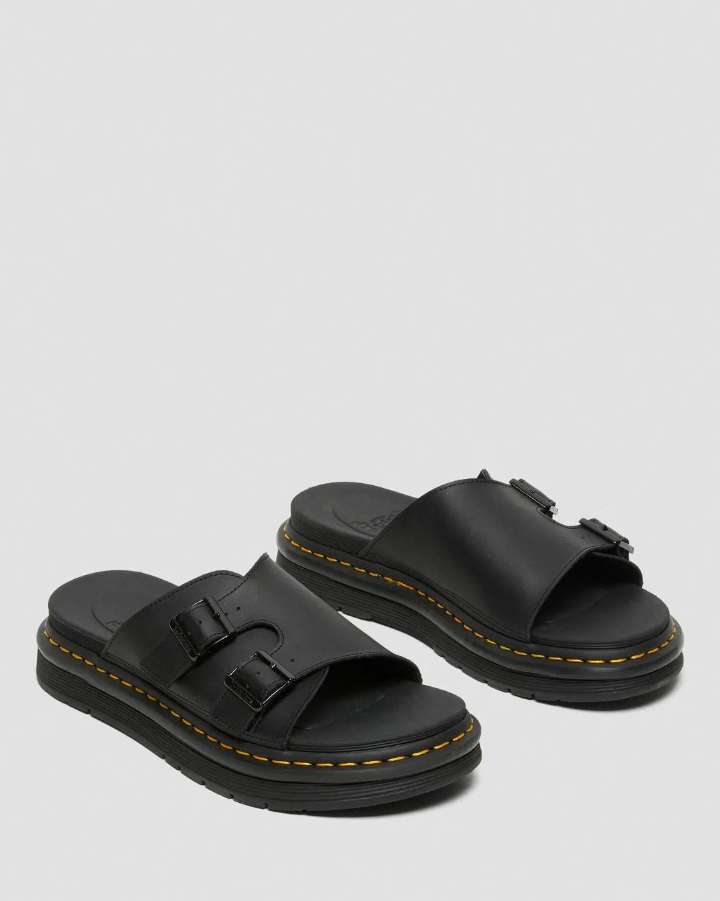 Dr. Martens Men's DAX LEATHER SLIDE SANDALS (Black)