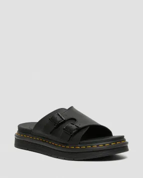 Dr. Martens Men's DAX LEATHER SLIDE SANDALS (Black)