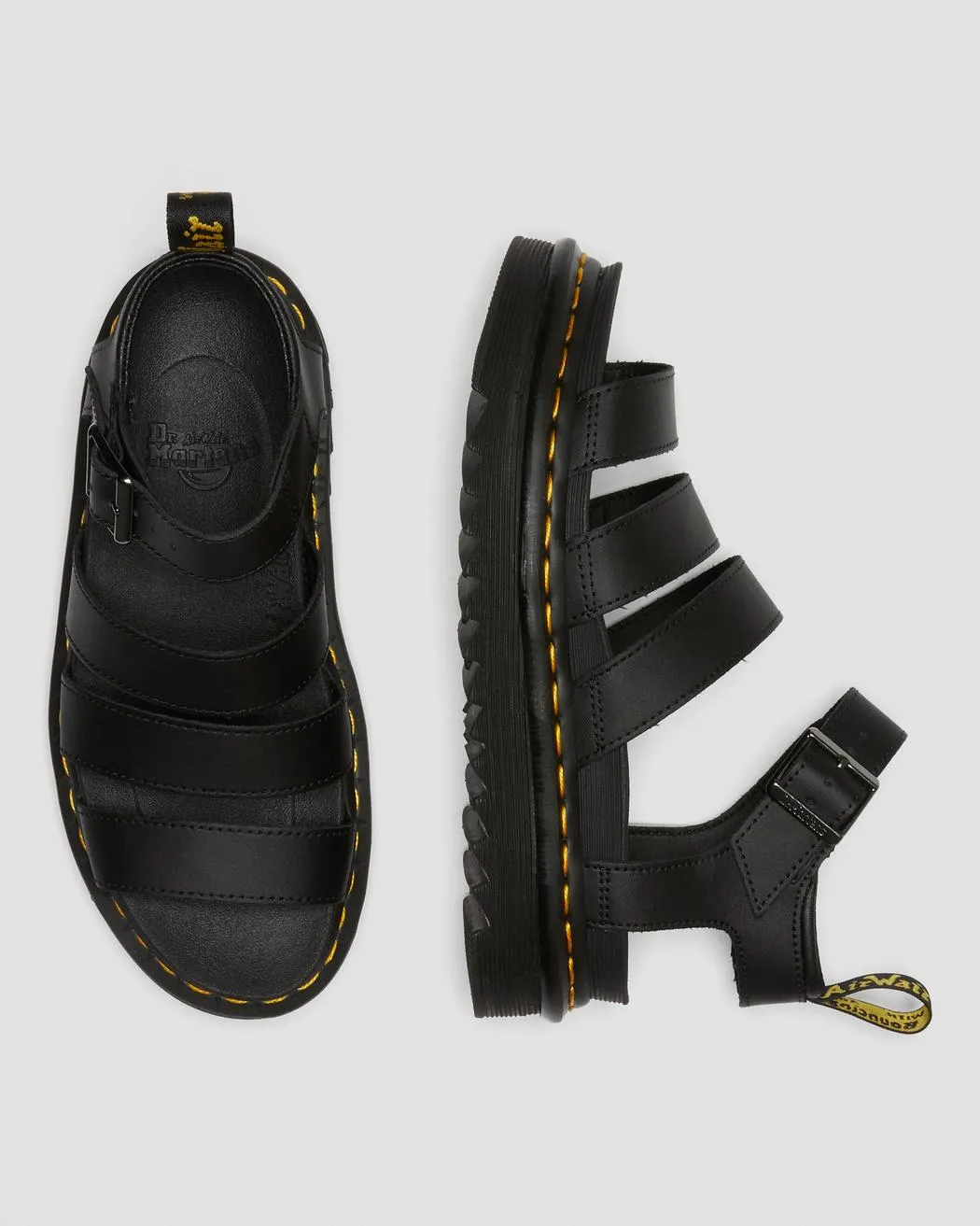 Dr. Martens Women's BLAIRE HYDRO LEATHER STRAP SANDALS (Black)