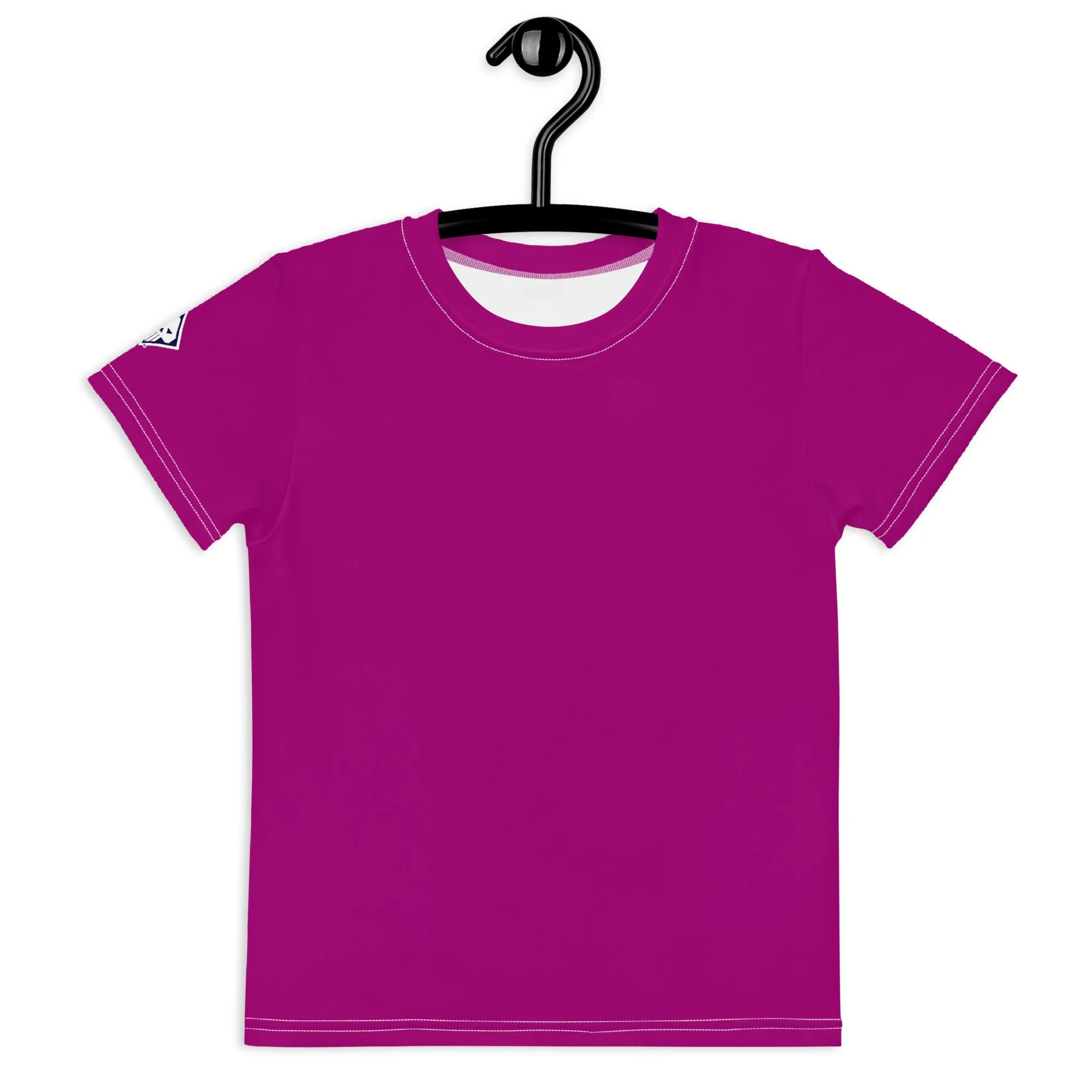 Easy-to-Wear Style: Girls Short Sleeve Solid Color Rash Guard - Fresh Eggplant