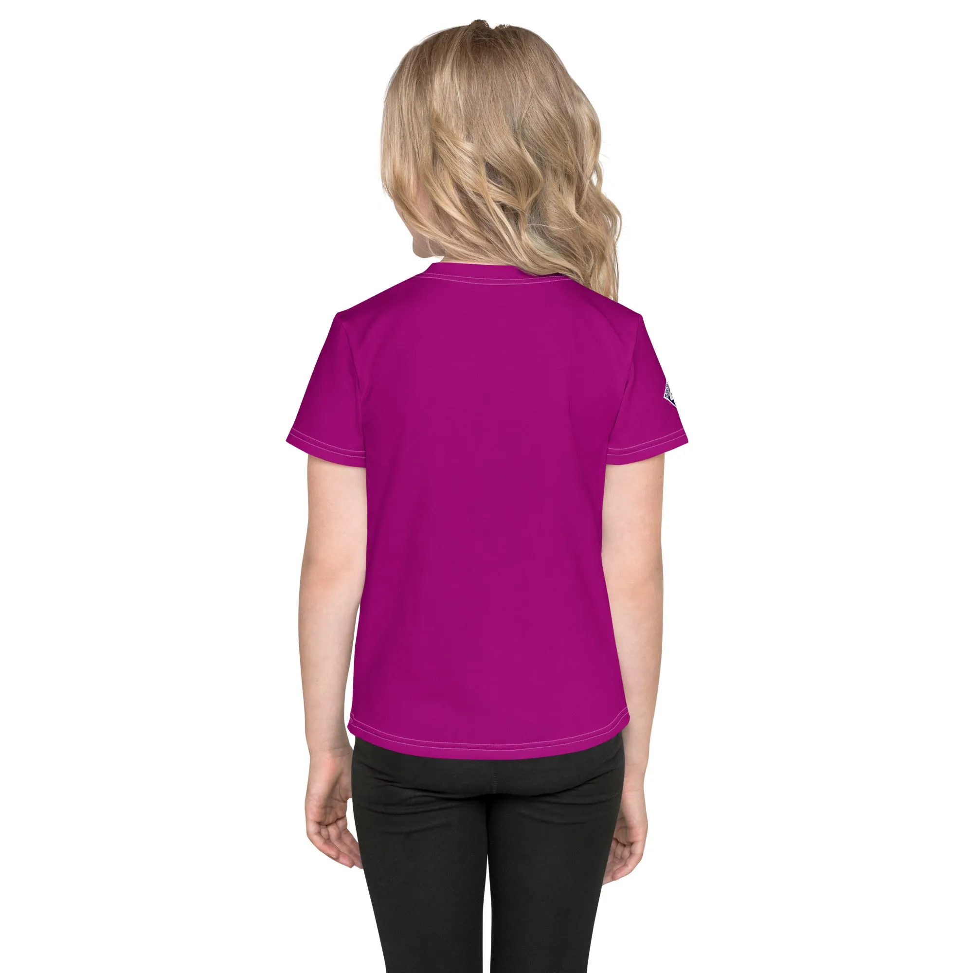 Easy-to-Wear Style: Girls Short Sleeve Solid Color Rash Guard - Fresh Eggplant