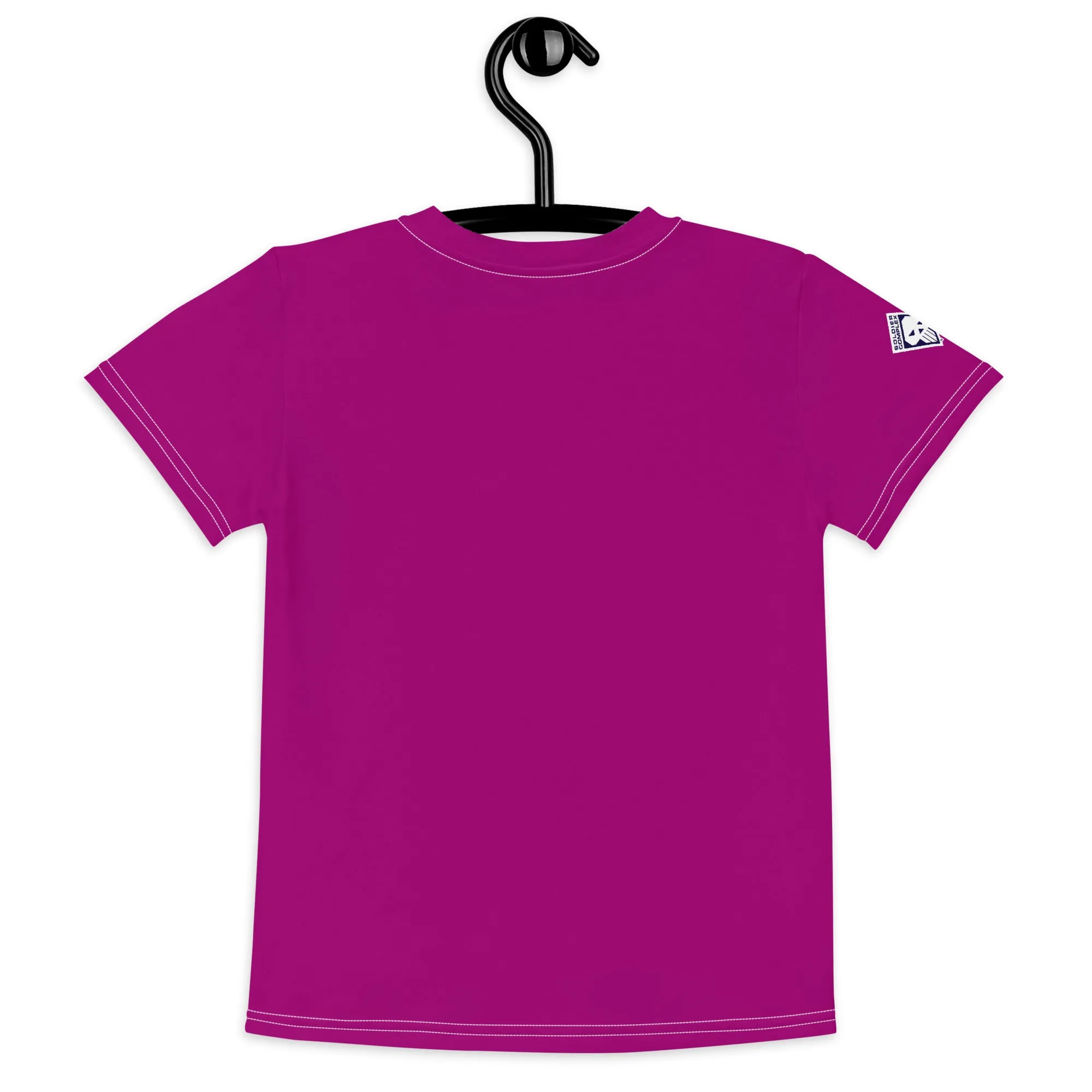 Easy-to-Wear Style: Girls Short Sleeve Solid Color Rash Guard - Fresh Eggplant