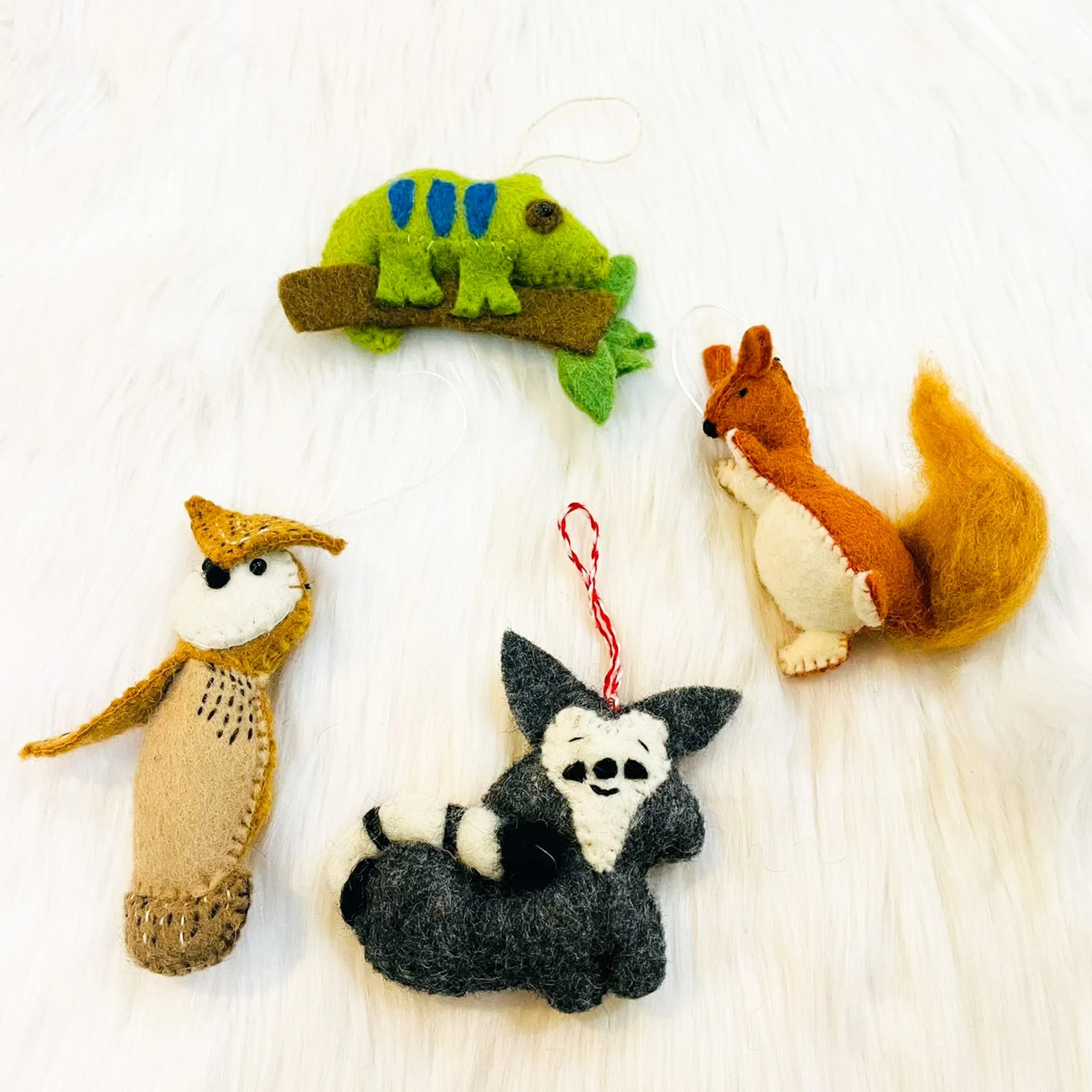 Felted Christmas Jungle Animal Ornaments