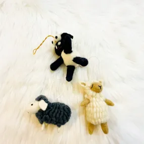 Felted Sheep Christmas Ornament