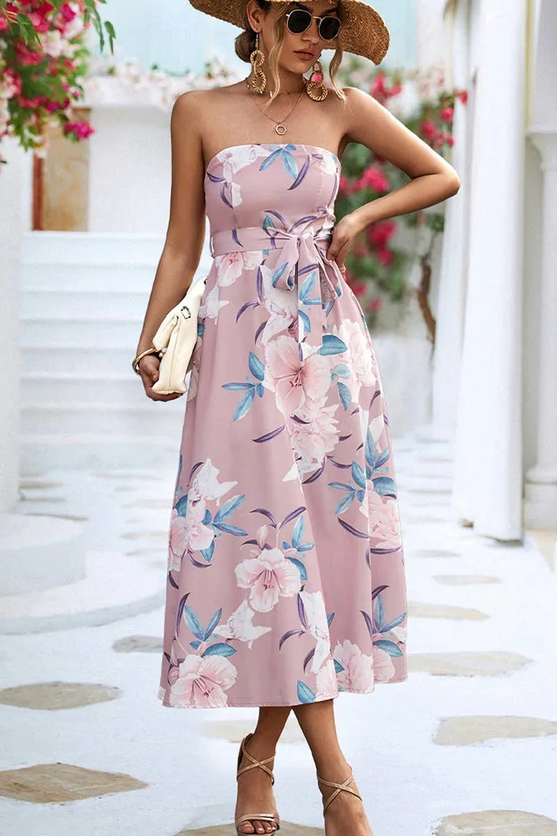 FLORAL PRINTING WOMEN TUBE DRESS