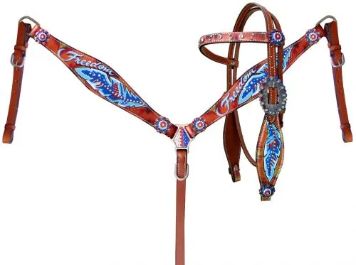 Freedom Painted Feather Headstall Set