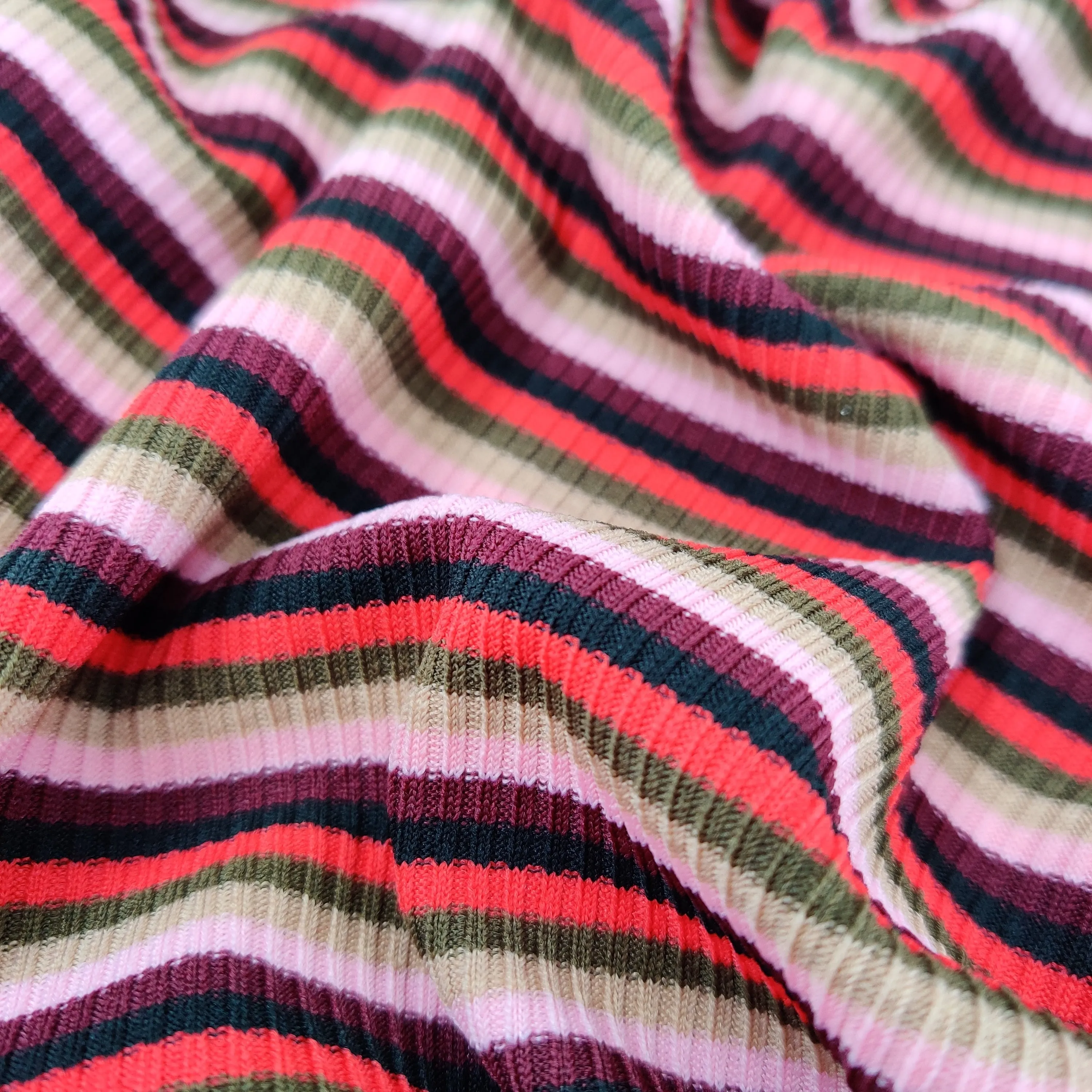 FS582 Multicolour Rib Stretch Knit Fabric