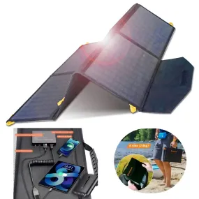 FXSolar™ 60W Folding Solar Panel Kit: Portable, 20V, 10-in-1 Connectors, Waterproof