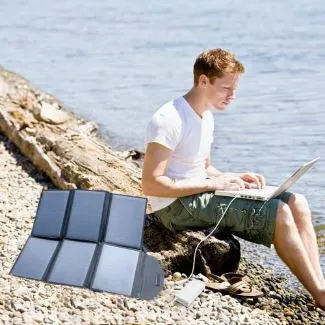 FXSolar™ 60W Folding Solar Panel Kit: Portable, 20V, 10-in-1 Connectors, Waterproof