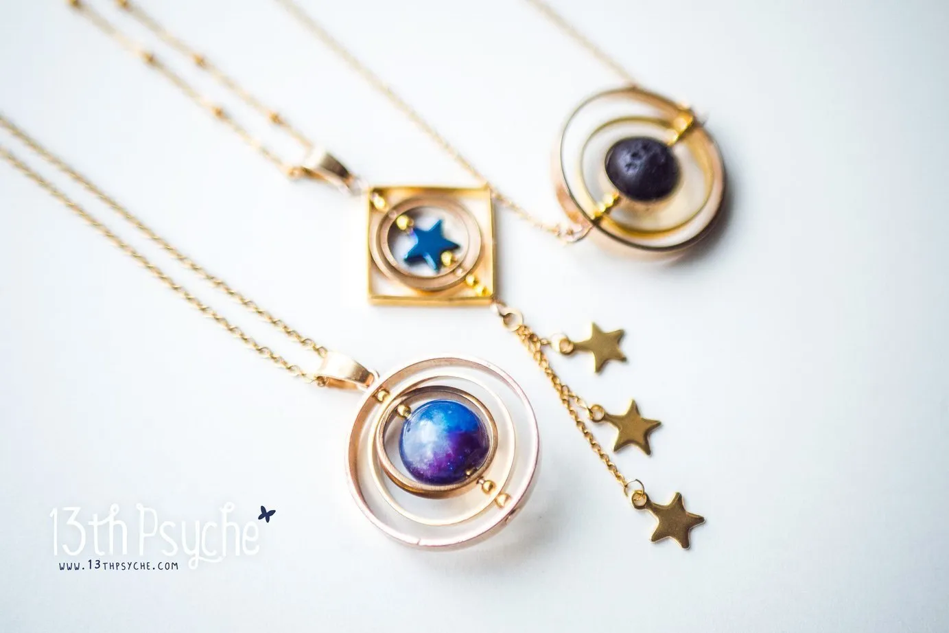 Galaxy planet spinner necklace