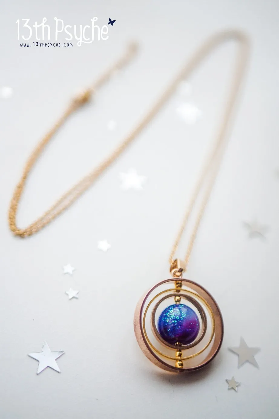 Galaxy planet spinner necklace