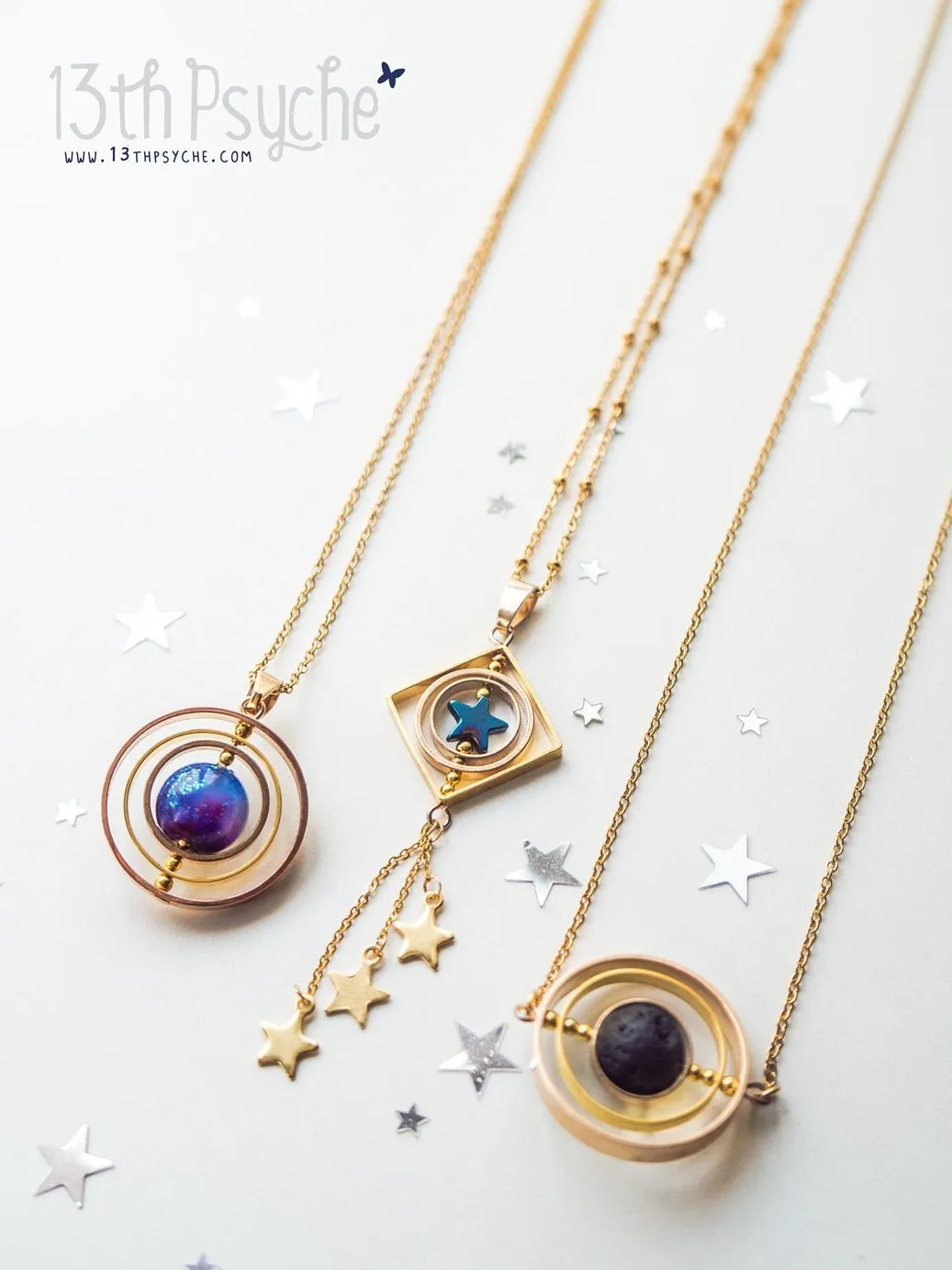 Galaxy planet spinner necklace