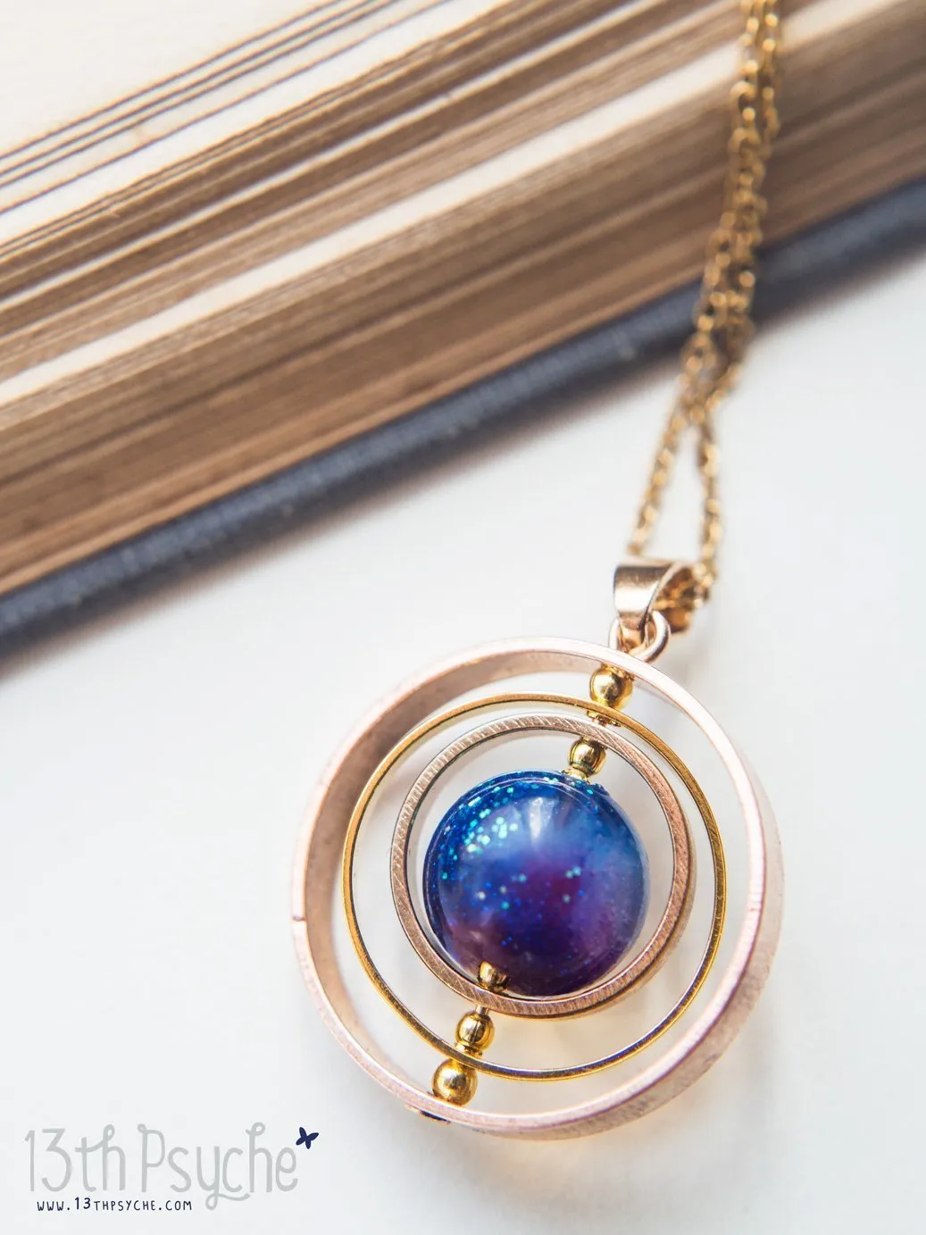 Galaxy planet spinner necklace