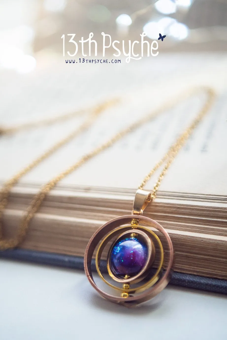 Galaxy planet spinner necklace