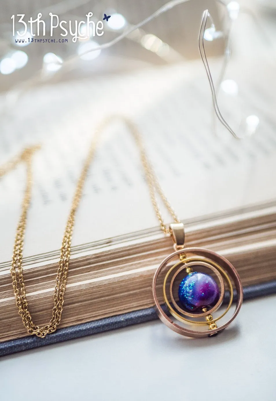 Galaxy planet spinner necklace