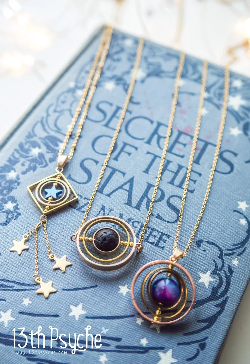 Galaxy planet spinner necklace