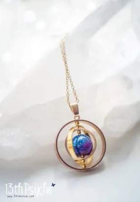 Galaxy planet spinner necklace