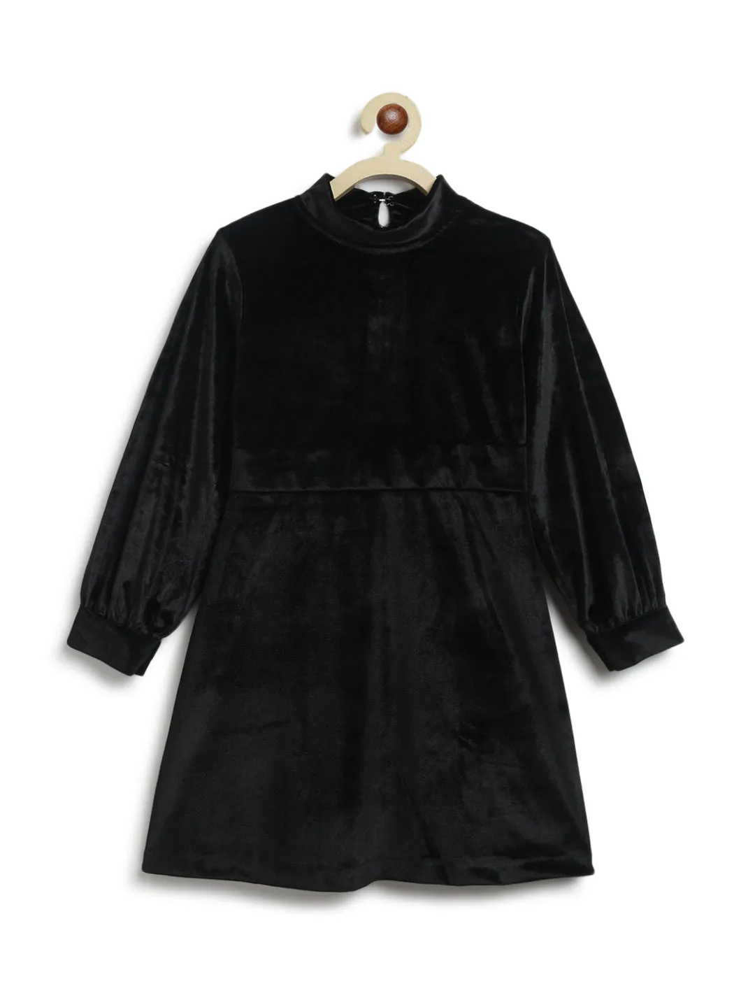 Girls Black Solid Dress