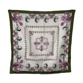 GIVENCHY - Orchid and Skull Print - Pink, Magenta, Army Green, Black - Scarf OS