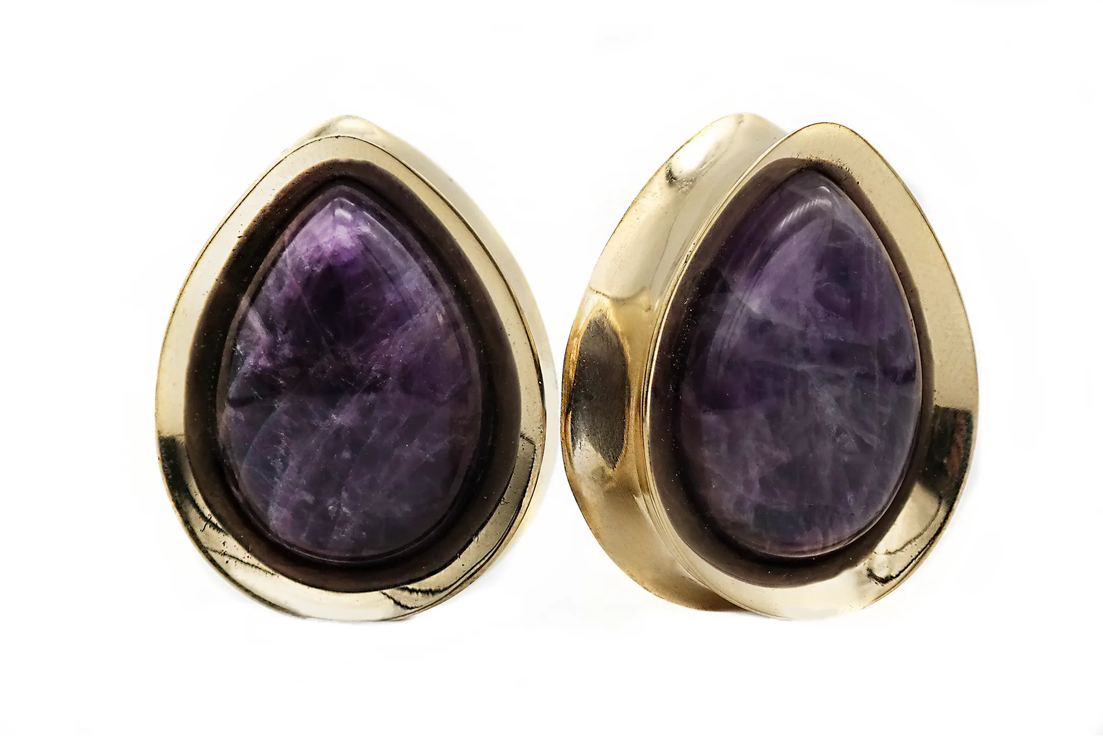 Golden Amethyst Teardrop Plugs