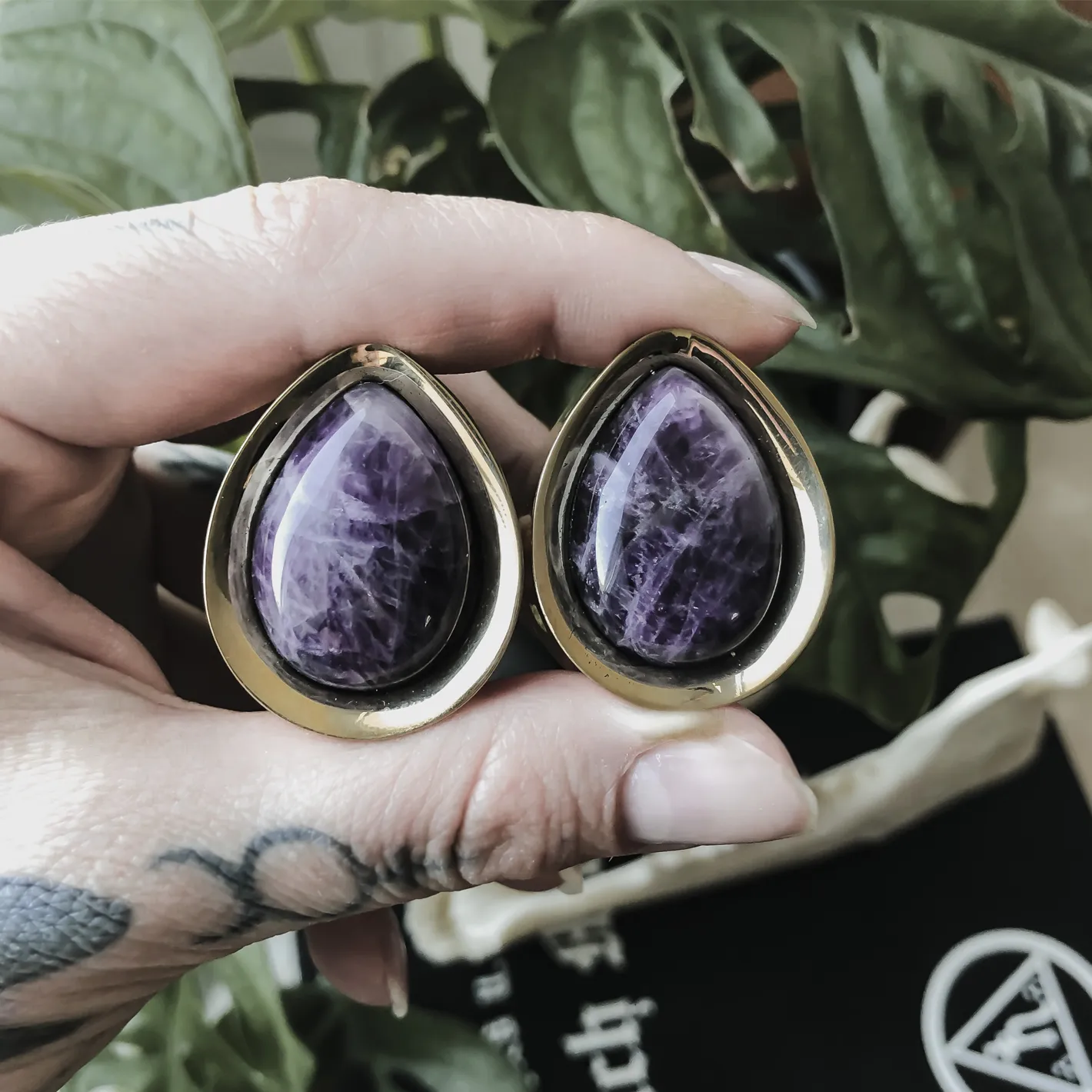 Golden Amethyst Teardrop Plugs