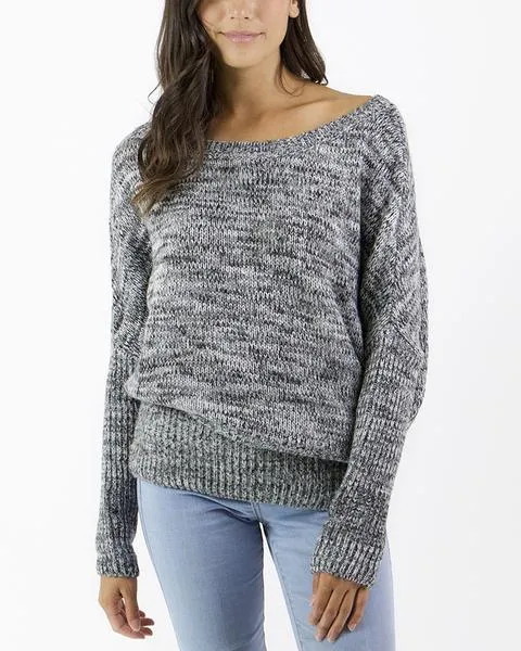 Grace & Lace Flip Sweater (Black and White Knit)