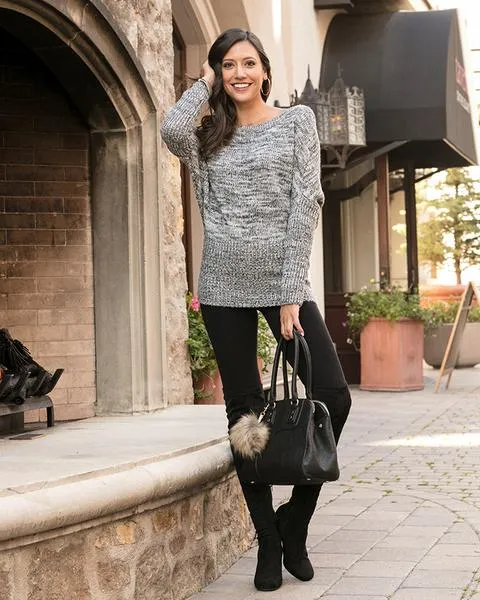 Grace & Lace Flip Sweater (Black and White Knit)