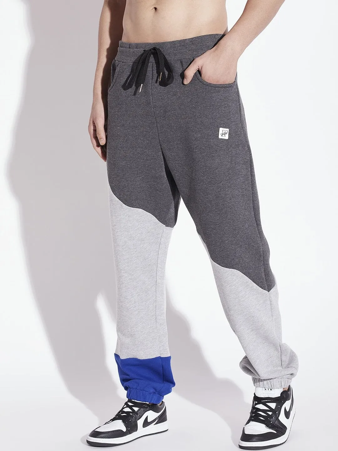 Grey Cut Sew Relaxed Fit Joggers