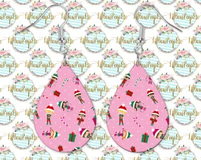 Hardboard Earrings Pink Elf