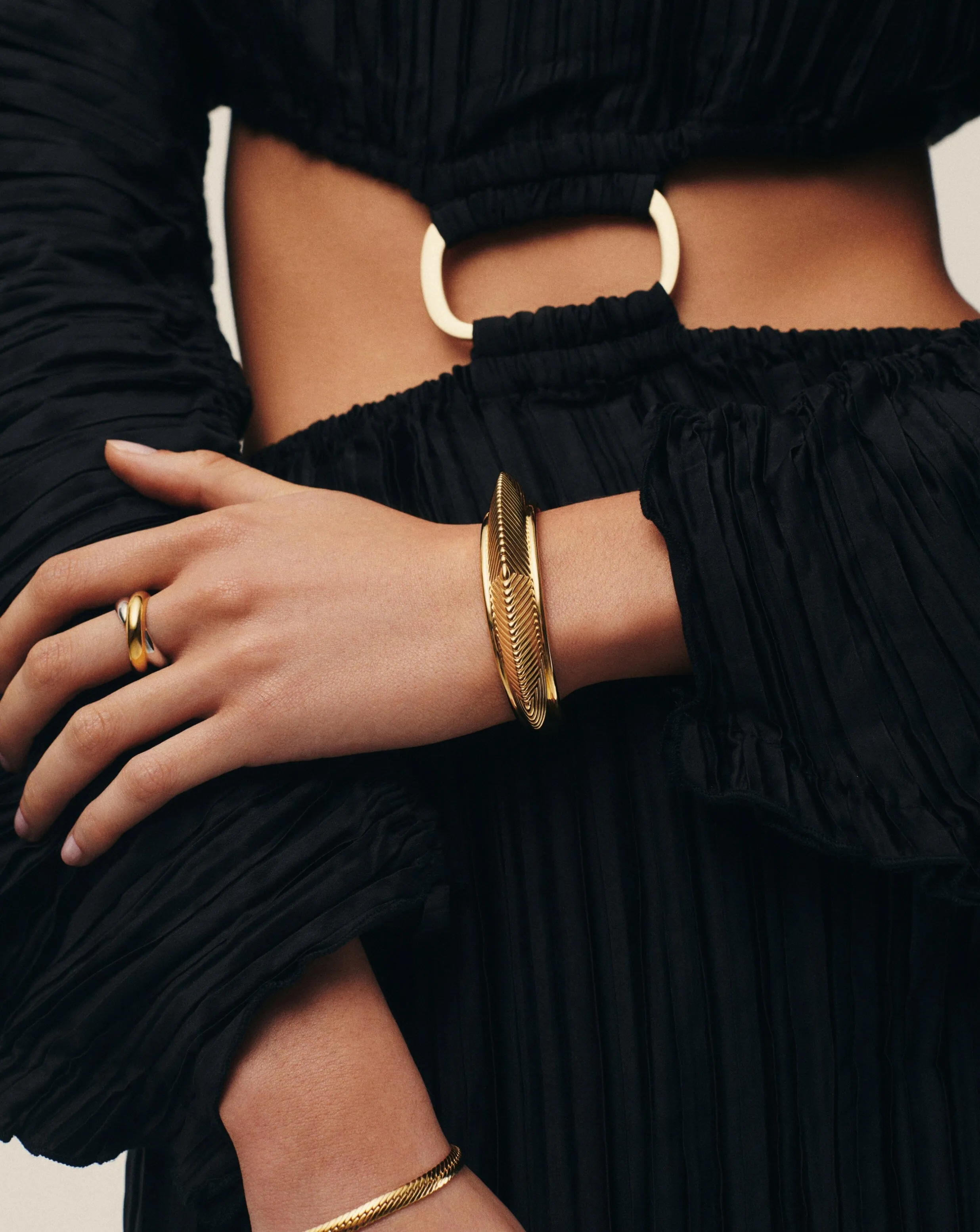 Hera Dome Ridge Statement Cuff Bracelet | 18ct Gold Plated