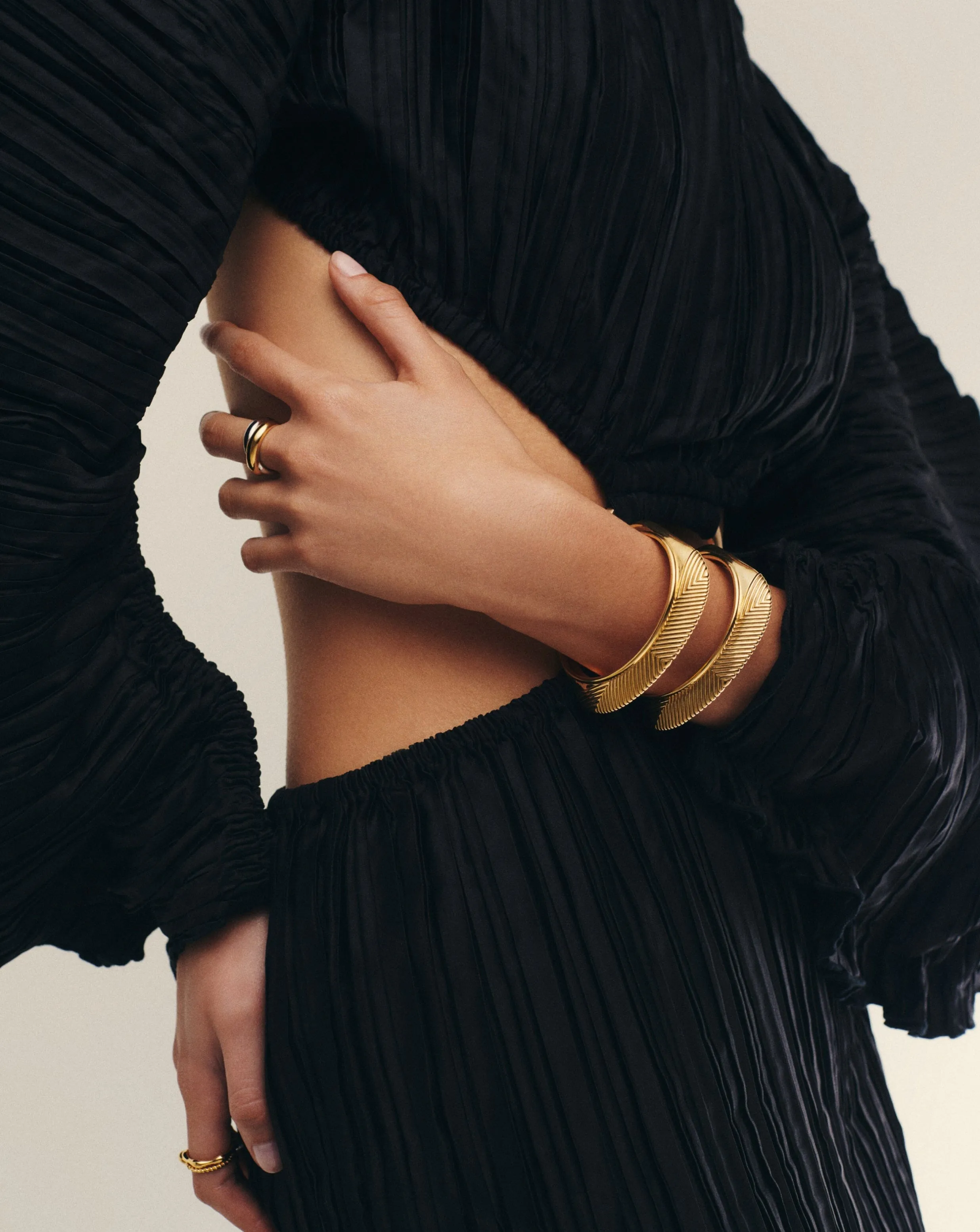 Hera Dome Ridge Statement Cuff Bracelet | 18ct Gold Plated