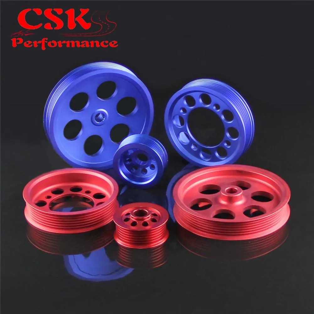 High Performance Light-weight Crank Pulley Fits For Toyota JZA80 V6 3.0 Blue/Red