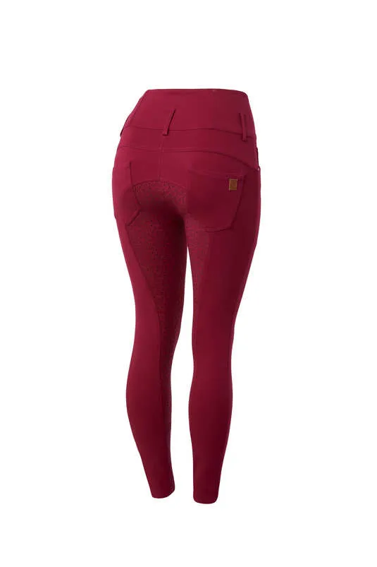 Horze Tara Ladies High-Waist Gel Seat Breeches (Dark Pink)