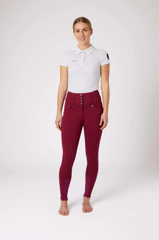 Horze Tara Ladies High-Waist Gel Seat Breeches (Dark Pink)