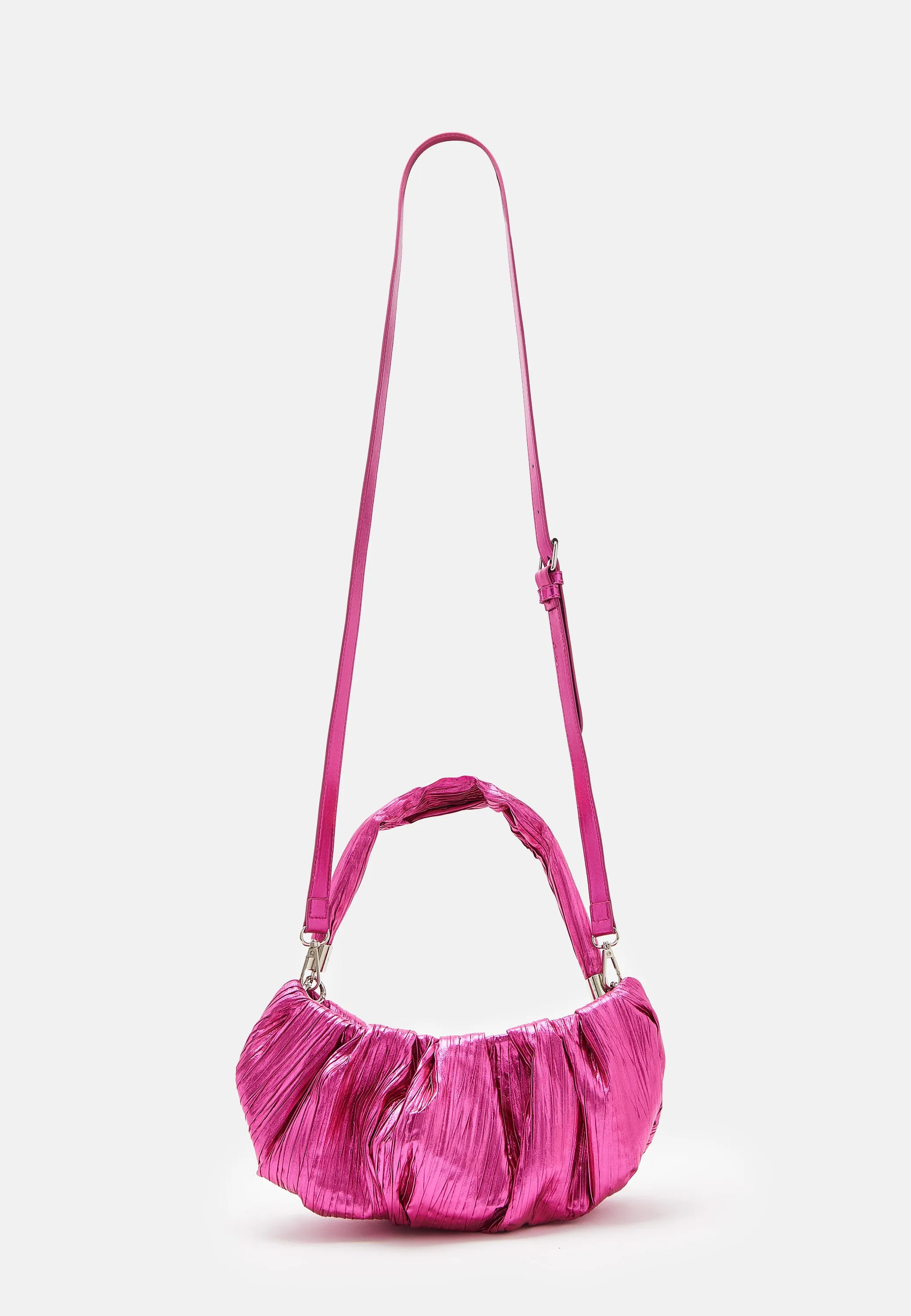 House Of Holland Crinkle Shoulder And Crossbody Bag Fuschia Pink