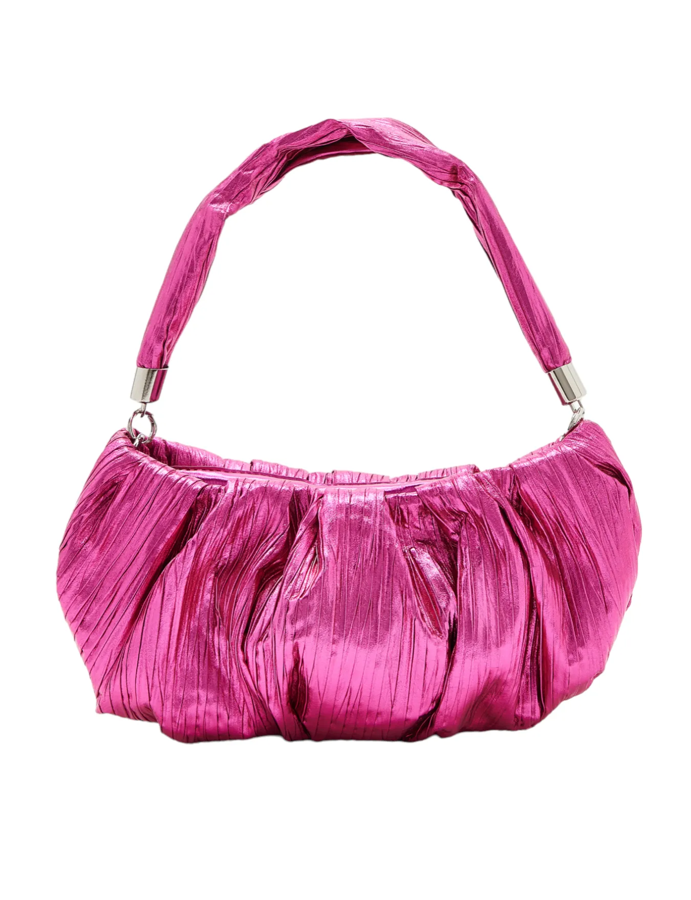 House Of Holland Crinkle Shoulder And Crossbody Bag Fuschia Pink