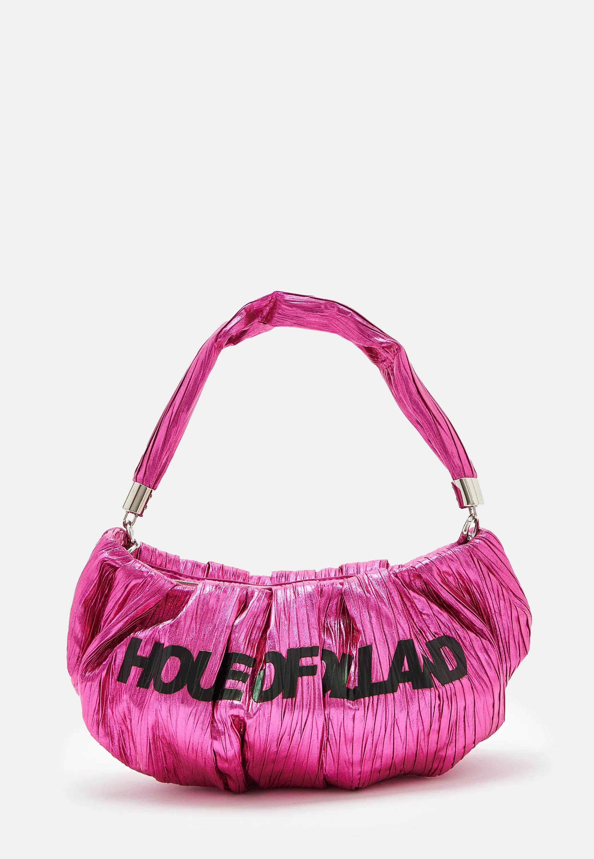 House Of Holland Crinkle Shoulder And Crossbody Bag Fuschia Pink