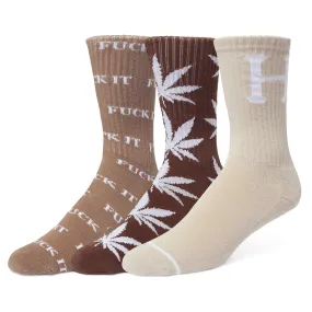 Huf Variety 3 Pack Sock (darkbrown/brown/oatmeal)