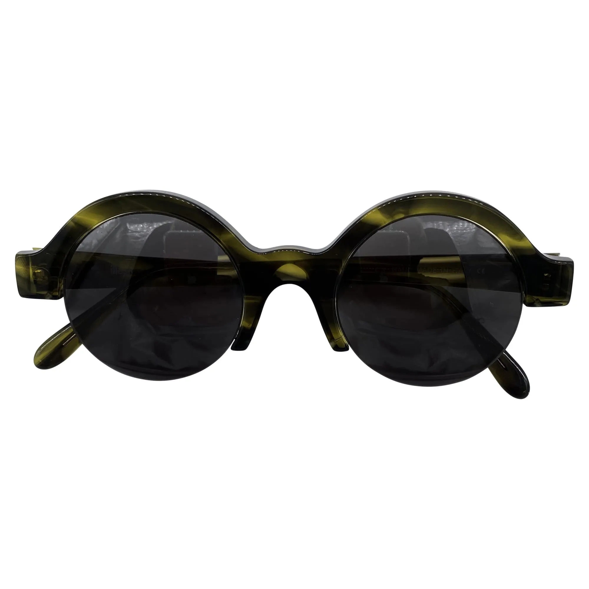 ILLESTEVA "Frieda 2" Round Tortoise Sunglasses - Green