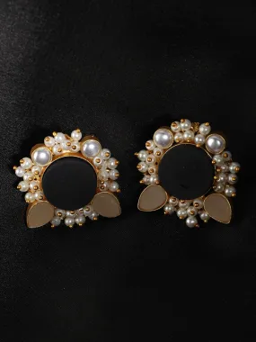 Ishin Gold Plated Pearl Circular Shaped Stud