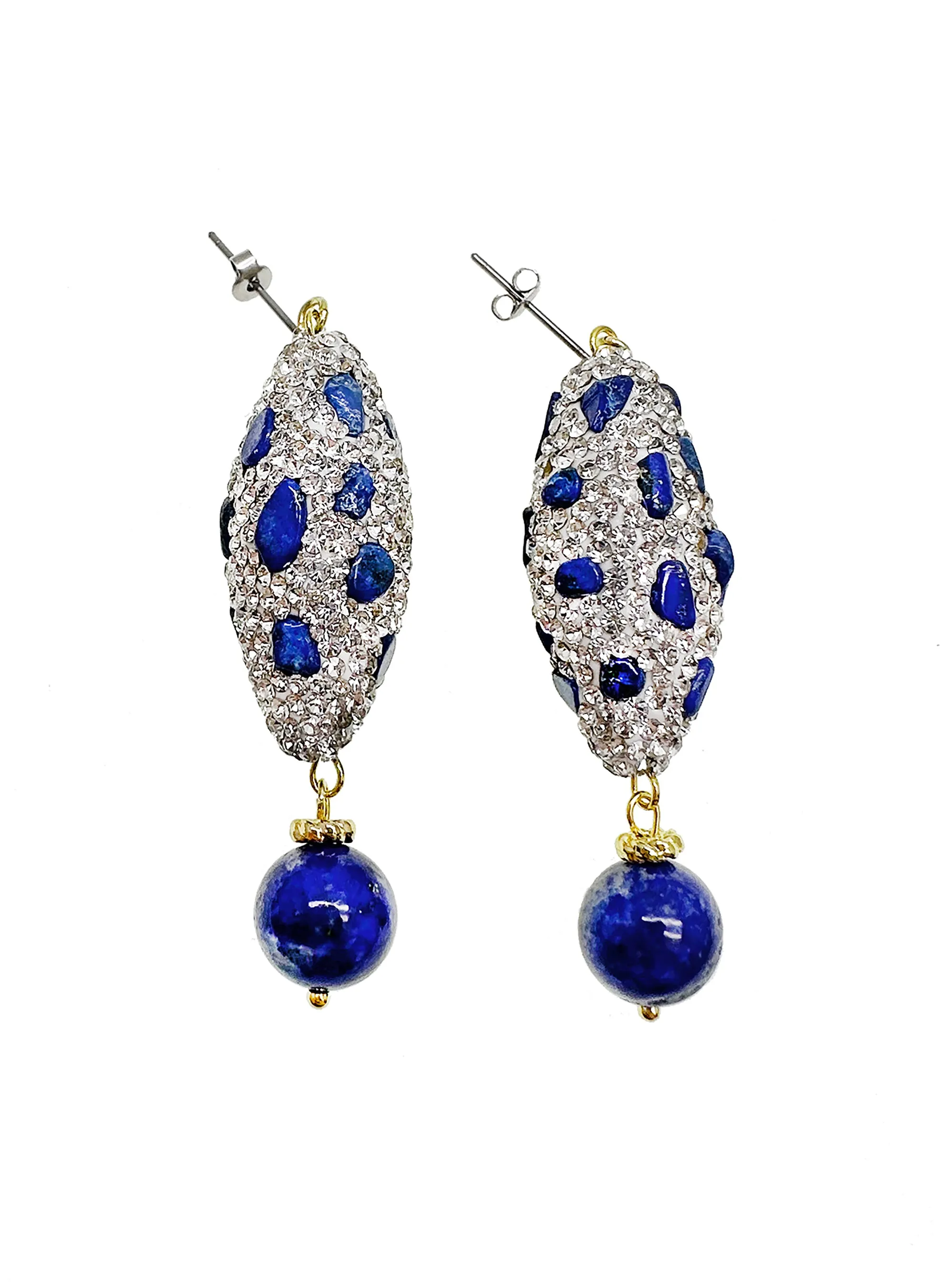 Lapis with Rhinestone Turkish Earring JE021