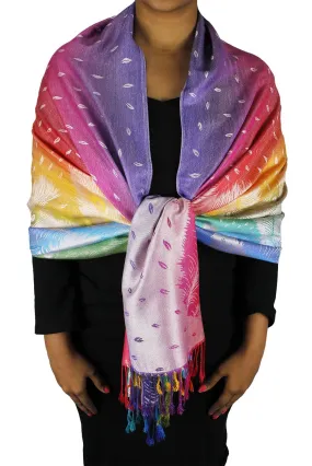 Lavender Peach Couture Rainbow Silky Tropical Colorful Exotic Pashmina Wrap Shawl Scarf