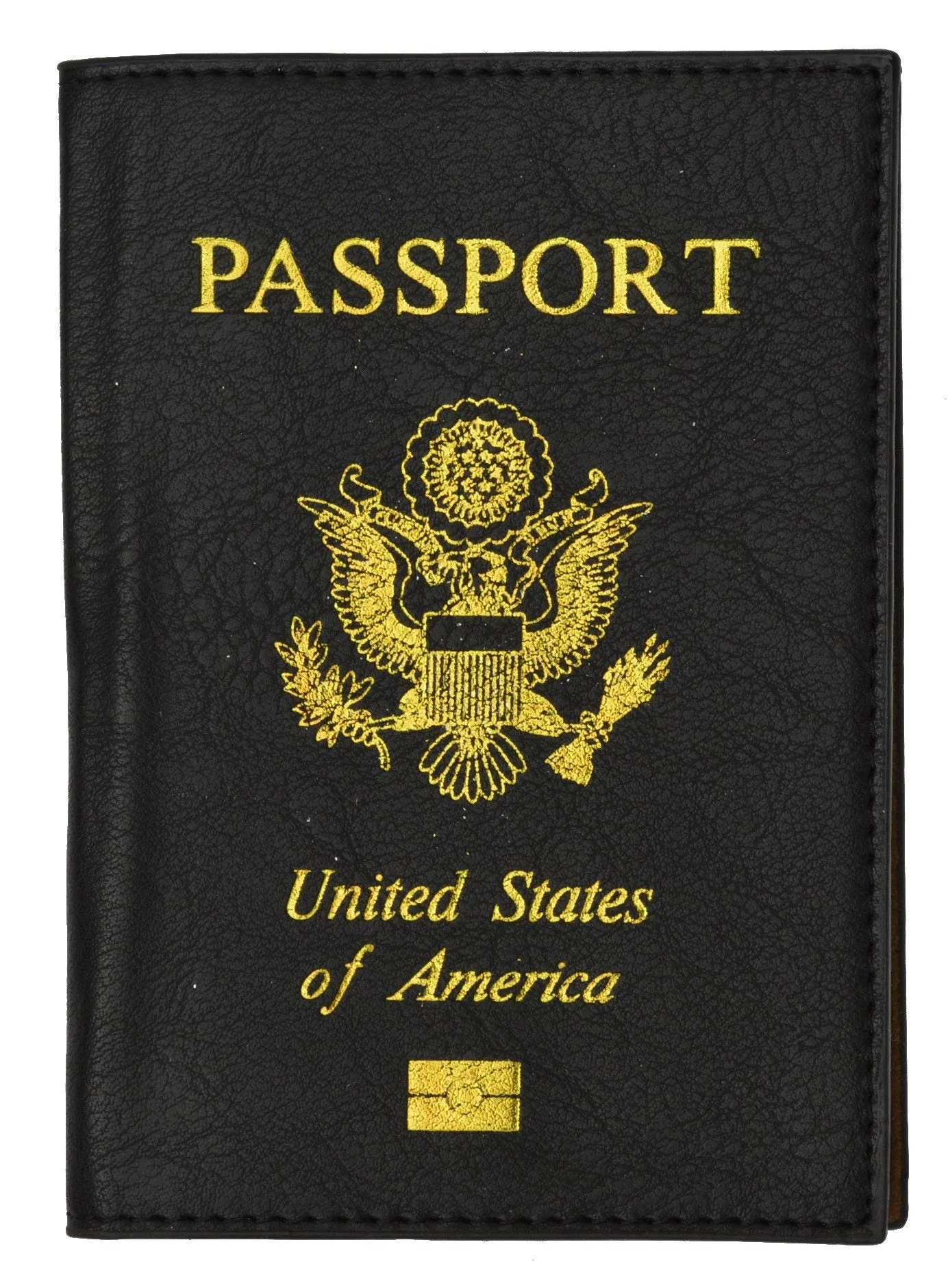 Leather USA Logo Passport Holder - Black