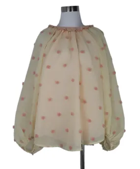 Manoush Cream & Pink Polka Dot Blouse sz 4