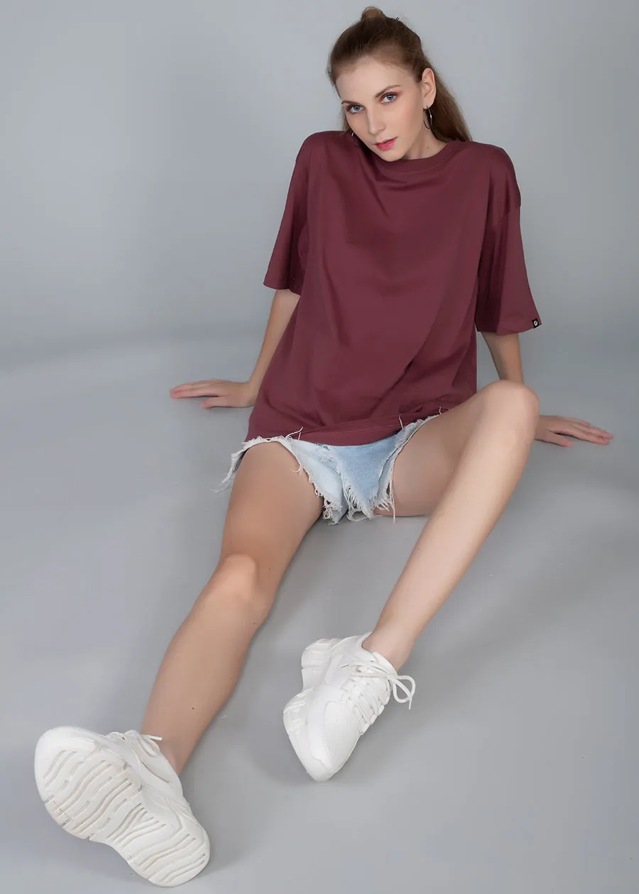 Mauve Taupe Solid Oversized T-shirt Women | Pronk