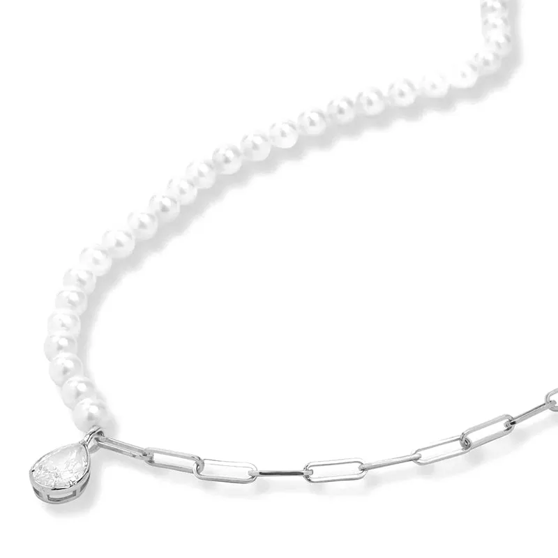 MELINDA MARIA | Samantha Half Chain Pearl Necklace