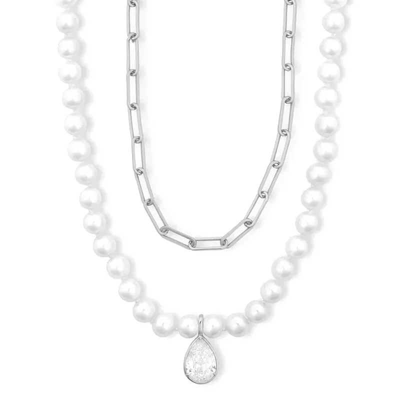 MELINDA MARIA | Samantha Half Chain Pearl Necklace