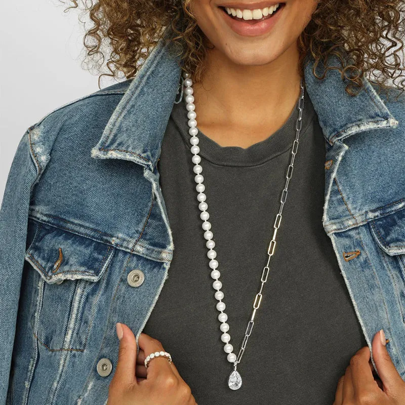 MELINDA MARIA | Samantha Half Chain Pearl Necklace