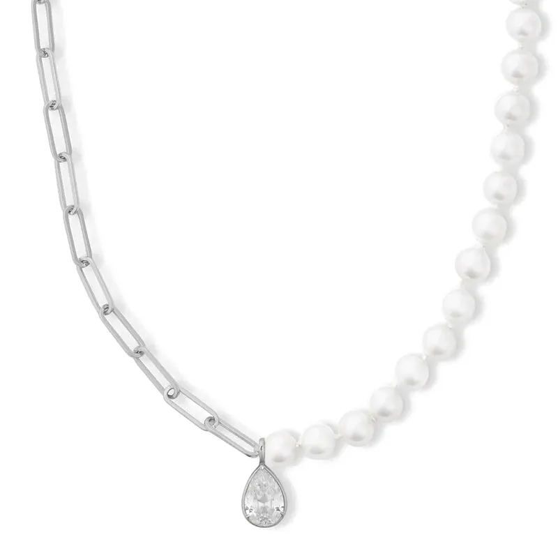 MELINDA MARIA | Samantha Half Chain Pearl Necklace